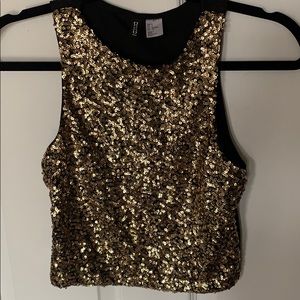 Gold Sequin Crop Top